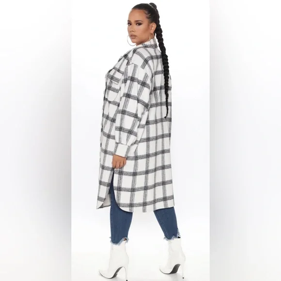 Fashion Nova Plaid Midi Jacket ..oversized..size Large - Picture 3 of 13